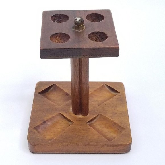 Vintage Wooden 4 Hole Pipe Stand Holder Pedestal - Picture 4 of 9